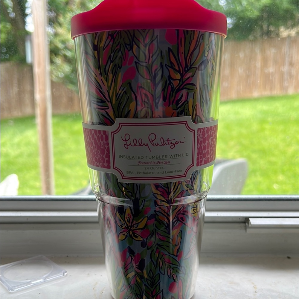 Lilly Pulitzer Floral Tumbler with Pink Lid